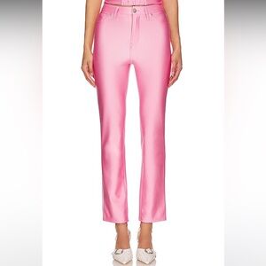 Good American Shiny Pink Straight Leg Barbie Pants in Sorority Pink003 Size 18